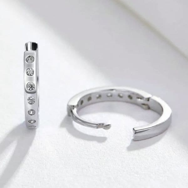 The Huggie Restock 925/White sapphire hoops-huggie earrings - Thumbnail 5