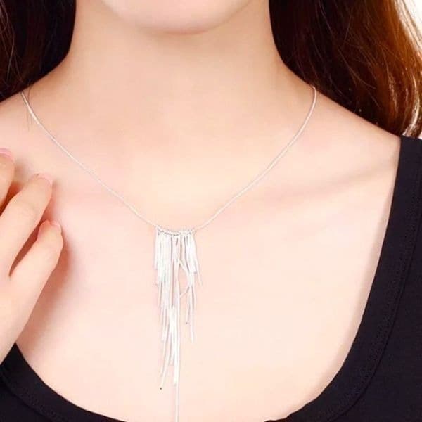 The Roaring 20’s 925 Silver retro fringe necklace - Thumbnail 3