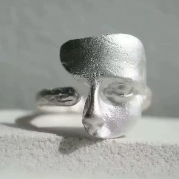 The half face ring in 925 silver adjustable - Thumbnail 2
