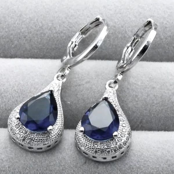 The Best seller Estate inspired sapphire/925 silver Drop Earrings - Image 1