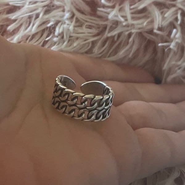 The Double Link Punk Ring in antiqued 925 silver. - Thumbnail 7