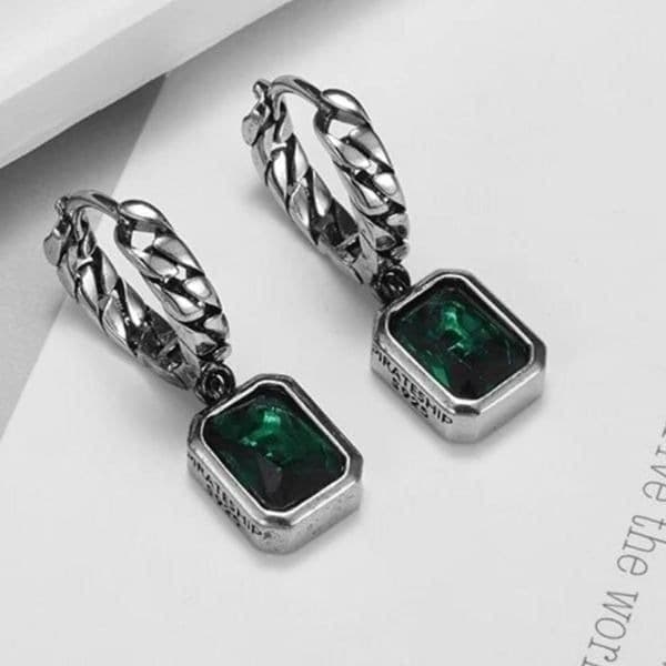 The Emerald Punk Rock drop earrings in 925 silver - Thumbnail 9