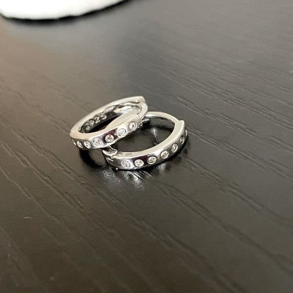 The Huggie Restock 925/White sapphire hoops-huggie earrings - Thumbnail 2