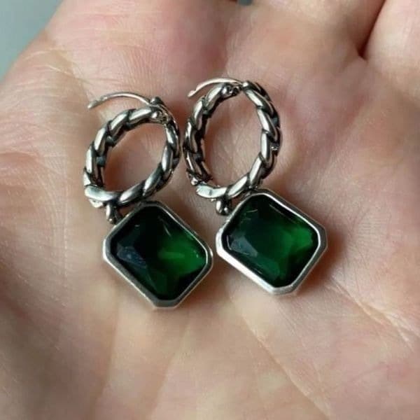 The Emerald Punk Rock drop earrings in 925 silver - Thumbnail 6