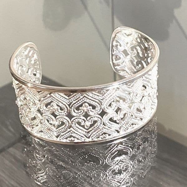 The Paris crystal accented heart cuff bangle Bracelet - Image 1