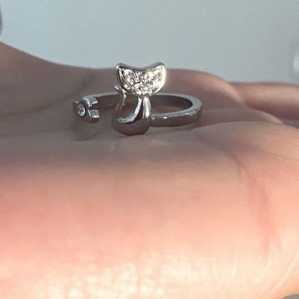 The Smitten Kitten Adjustable Ring in in 925 with cubic zirconia - Thumbnail 2