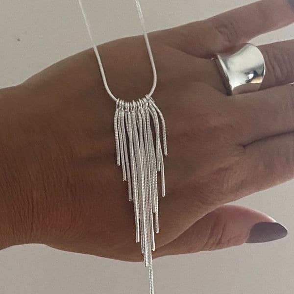 The Roaring 20’s 925 Silver retro fringe necklace - Thumbnail 4