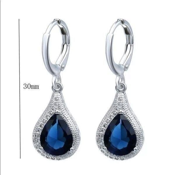 The Best seller Estate inspired sapphire/925 silver Drop Earrings - Thumbnail 3