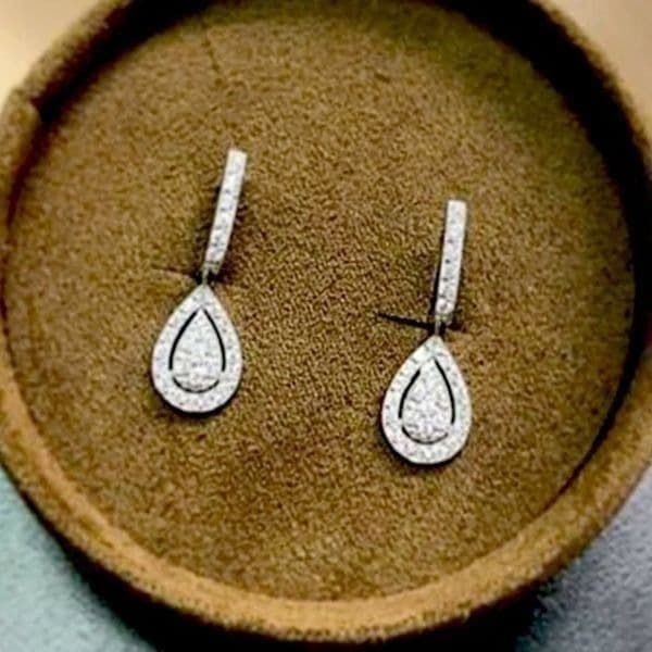 The Stately Dangle Tear Drop earrings in cubic zirconia - Image 1