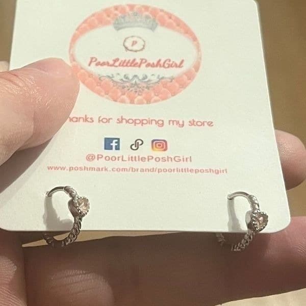 The Tiniest Pink Heart Dainty Hoop Huggie micro earrings - Thumbnail 6