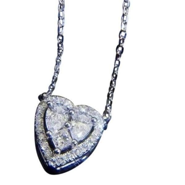 The Loving Heart Pendant Cubic Zirconia & 925 Silver Necklace - Thumbnail 7