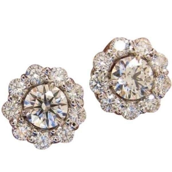 The Sunflower 925 Silver White Sapphire earrings - Thumbnail 2