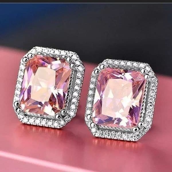 The Power Of Pink Sapphire & Silver Oversized stud earrings - Thumbnail 6