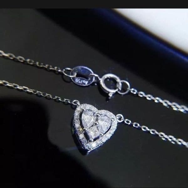 The Loving Heart Pendant Cubic Zirconia & 925 Silver Necklace - Thumbnail 4