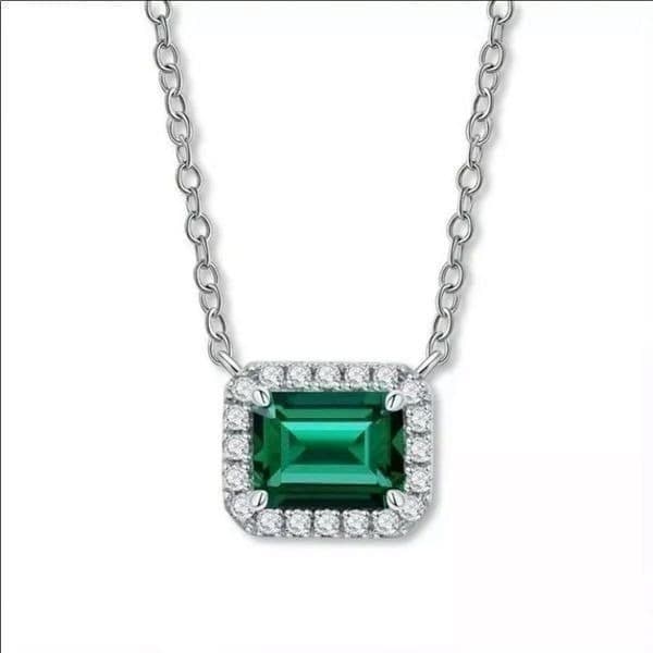 The Primavera 925 18” Emerald green pendant necklace - Thumbnail 2