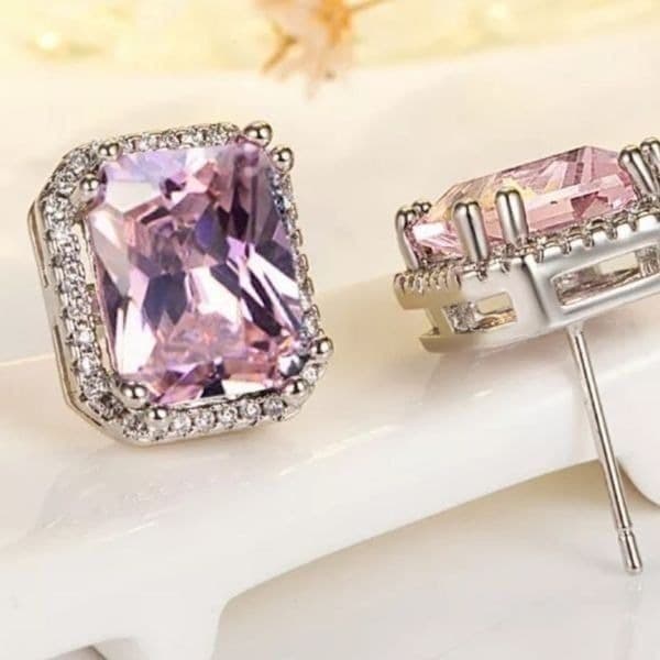 The Power Of Pink Sapphire & Silver Oversized stud earrings - Thumbnail 2