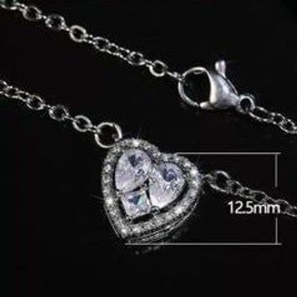 The Loving Heart Pendant Cubic Zirconia & 925 Silver Necklace - Thumbnail 3