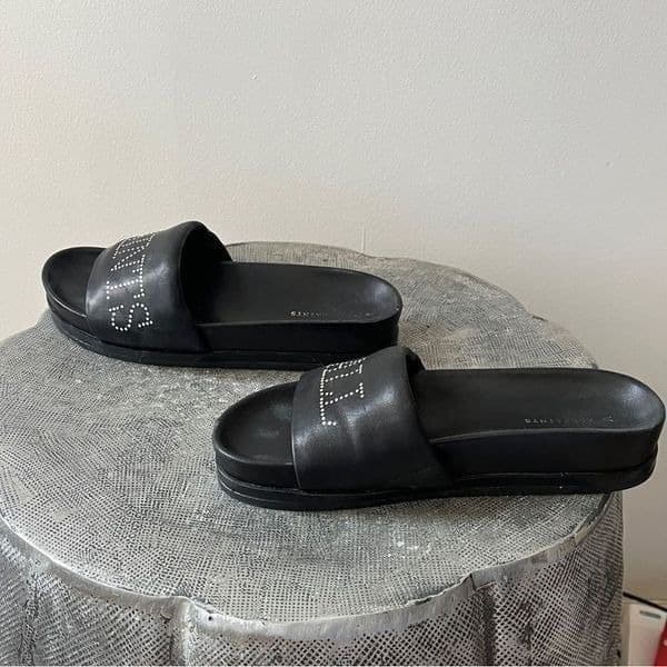 AllSaints Sophie leather sliders in black size 37 us 6.5 - Thumbnail 11