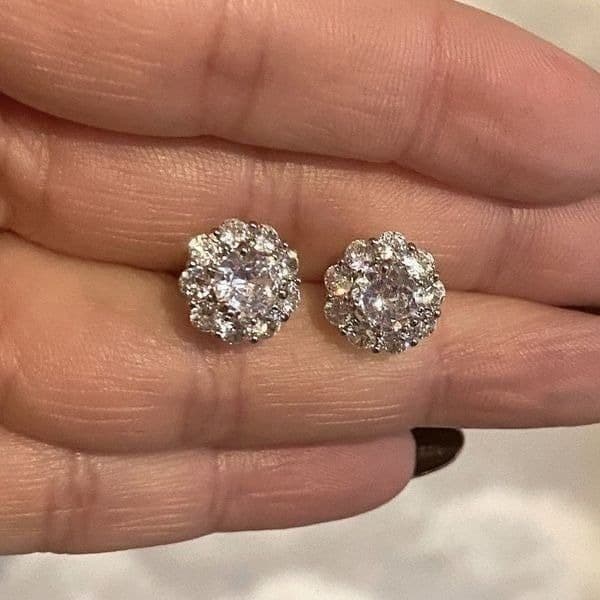 The Sunflower 925 Silver White Sapphire earrings - Thumbnail 5