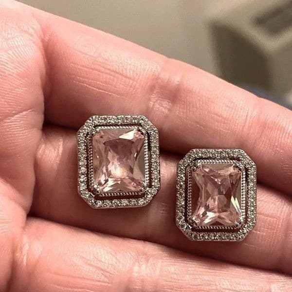 The Power Of Pink Sapphire & Silver Oversized stud earrings - Thumbnail 3