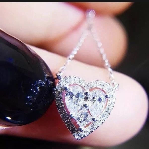 The Loving Heart Pendant Cubic Zirconia & 925 Silver Necklace - Thumbnail 6