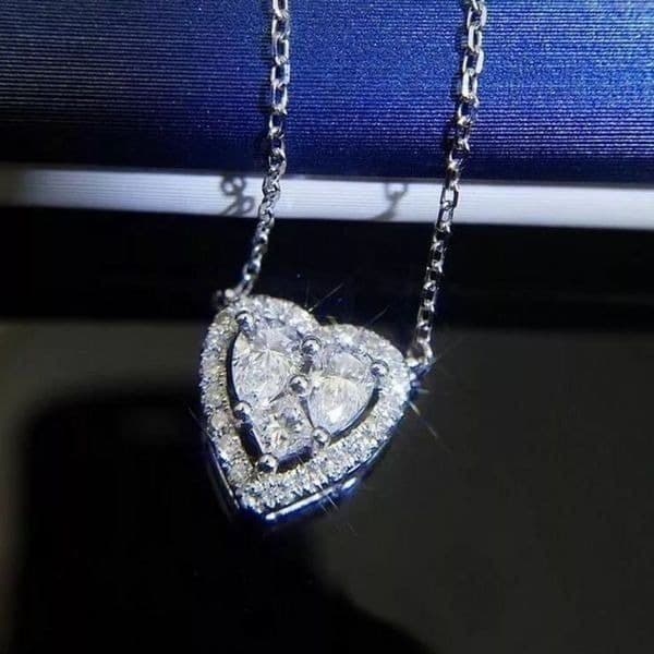 The Loving Heart Pendant Cubic Zirconia & 925 Silver Necklace - Thumbnail 5