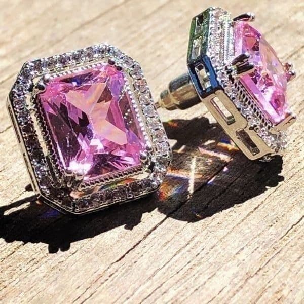 The Power Of Pink Sapphire & Silver Oversized stud earrings - Image 1