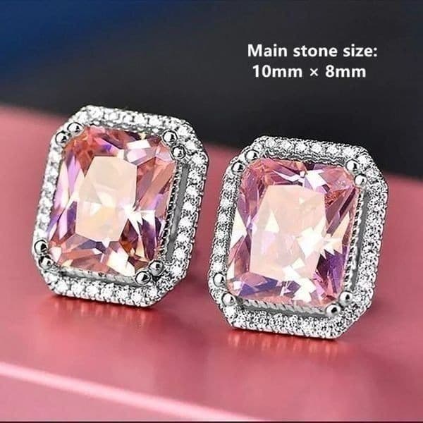 The Power Of Pink Sapphire & Silver Oversized stud earrings - Thumbnail 4