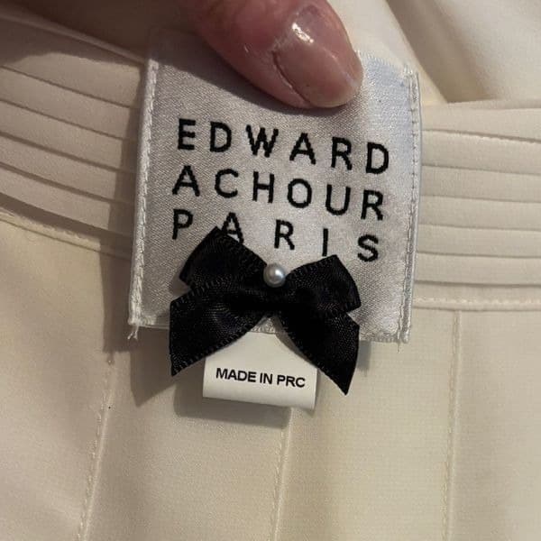 Edward Achour Paris Knee Length Chiffon Pleated Skirt - Ivory sz 46 - Thumbnail 9