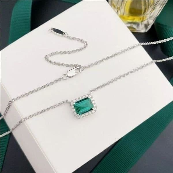 The Primavera 925 18” Emerald green pendant necklace - Thumbnail 7