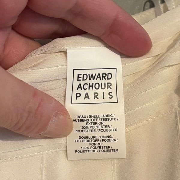 Edward Achour Paris Knee Length Chiffon Pleated Skirt - Ivory sz 46 - Thumbnail 8