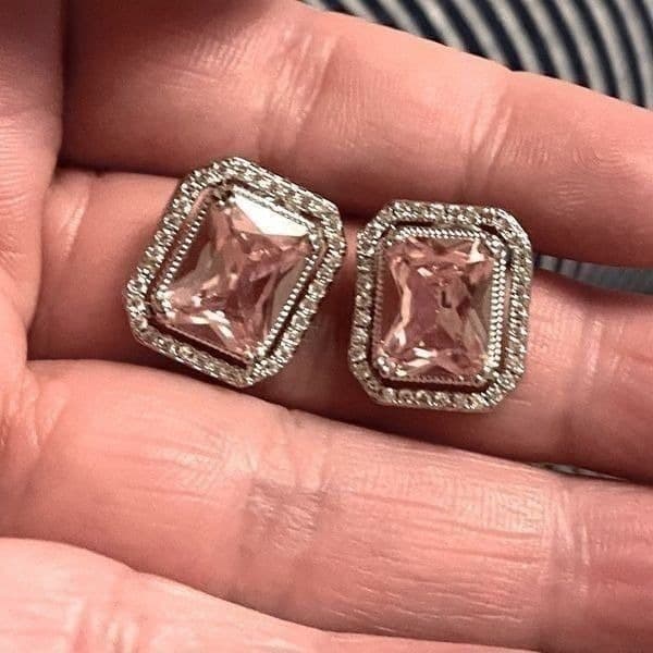 The Power Of Pink Sapphire & Silver Oversized stud earrings - Thumbnail 8
