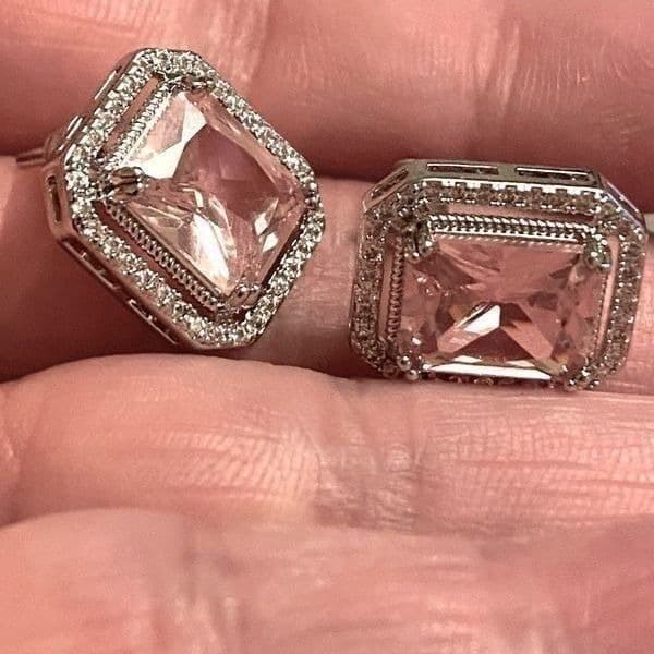 The Power Of Pink Sapphire & Silver Oversized stud earrings - Thumbnail 10