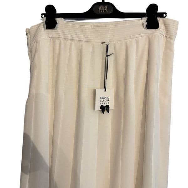 Edward Achour Paris Knee Length Chiffon Pleated Skirt - Ivory sz 46 - Thumbnail 4