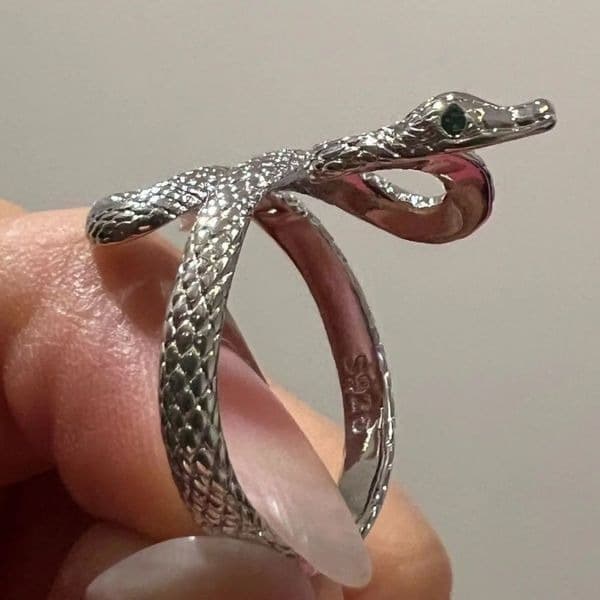 The Green Eyed Serpent Ring in 925 silver - Thumbnail 12
