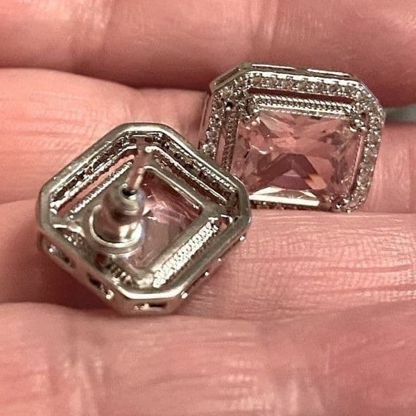 The Power Of Pink Sapphire & Silver Oversized stud earrings - Thumbnail 9