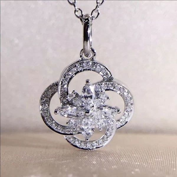 The Swirl 925 and Cubic zirconium estate inspired pendant necklace - Thumbnail 2