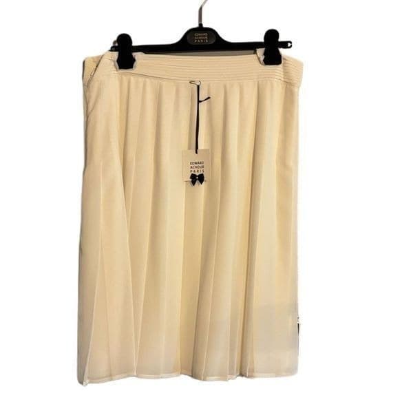 Edward Achour Paris Knee Length Chiffon Pleated Skirt - Ivory sz 46 - Image 1