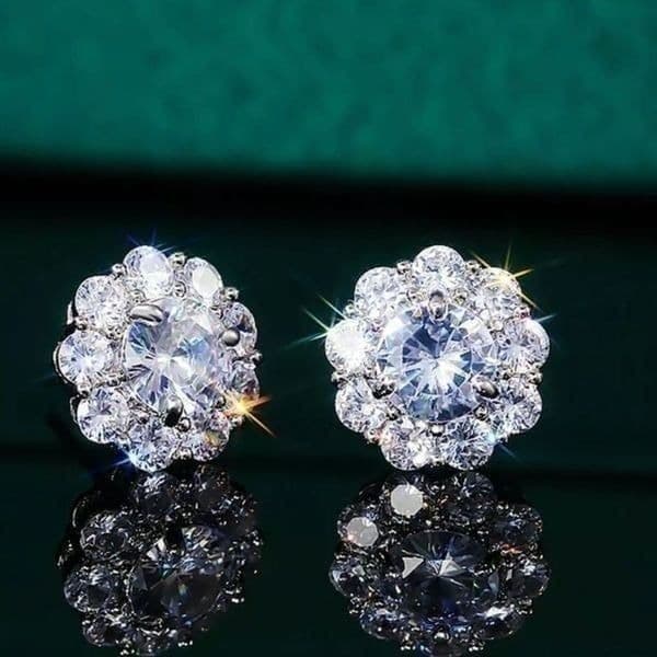 The Sunflower 925 Silver White Sapphire earrings - Thumbnail 8