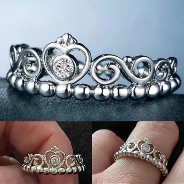 The Grace Kelly Sterling silver Princess ring w cubic zirconia sz 9 - Thumbnail 3