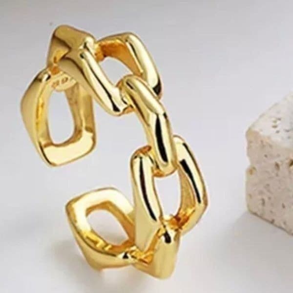 The 3D Geo Ring in 18k gold 925 adjustable links - Thumbnail 6