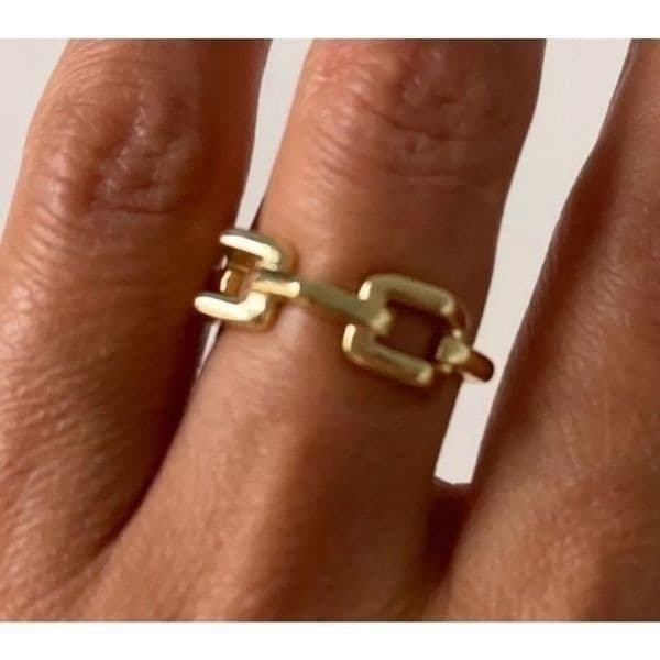 The 3D Geo Ring in 18k gold 925 adjustable links - Thumbnail 4