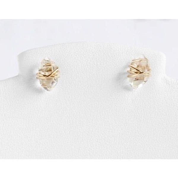 The Crystal Dream Gold plated wrapped lab created sapphire earrings - Thumbnail 6