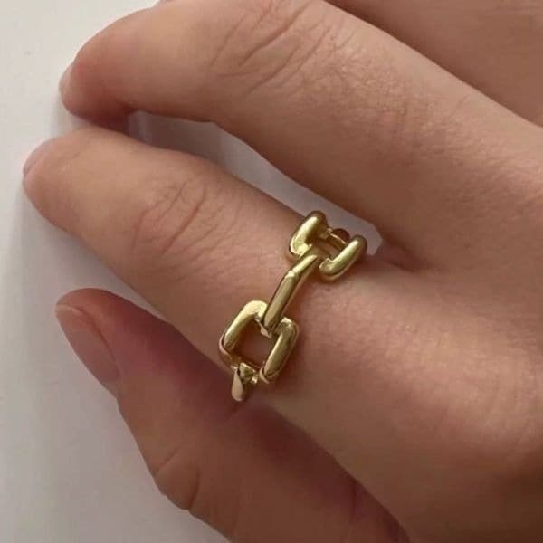The 3D Geo Ring in 18k gold 925 adjustable links - Image 1