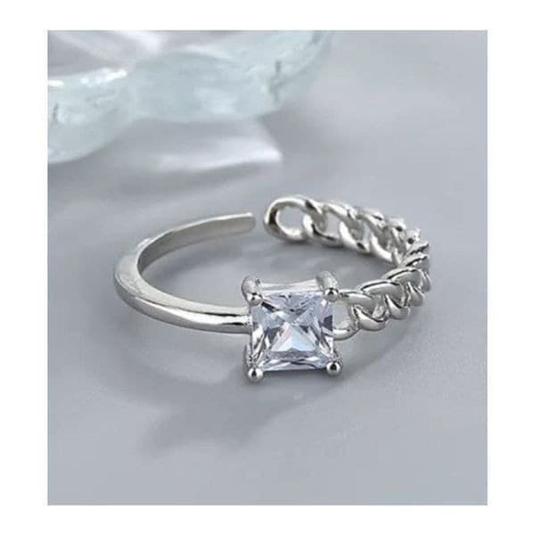 The Multi Ring adjustable 925 half link ring with cubic zirconia - Thumbnail 3