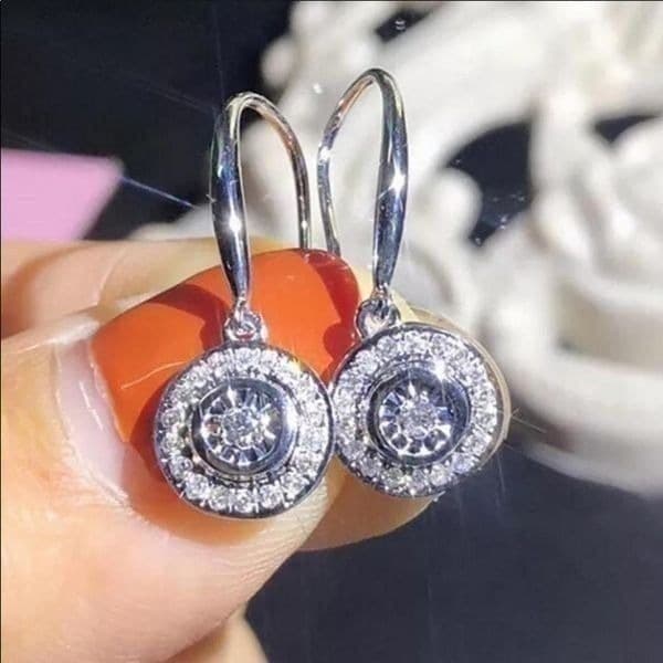 The Dazzling Dish 925 Silver White Sapphire Drop earrings - Thumbnail 2