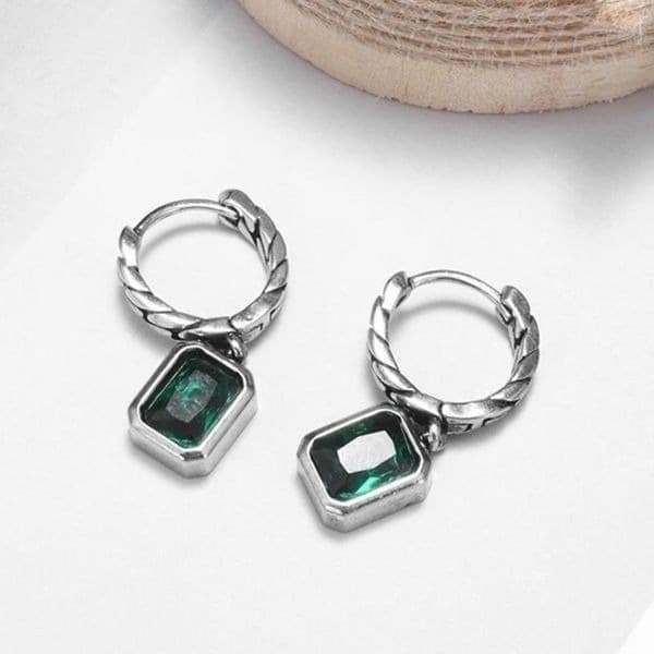 The Emerald Punk Rock drop earrings in 925 silver - Thumbnail 2