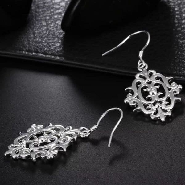 The Lacey Tibetan Silver drop abstract earrings - Thumbnail 2
