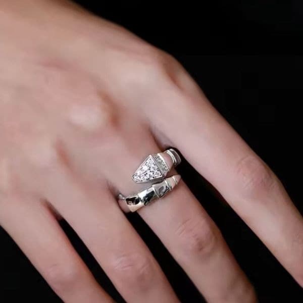 The Sparkling Serpent Ring in sterling silver and lab created diamonds sz 6.5