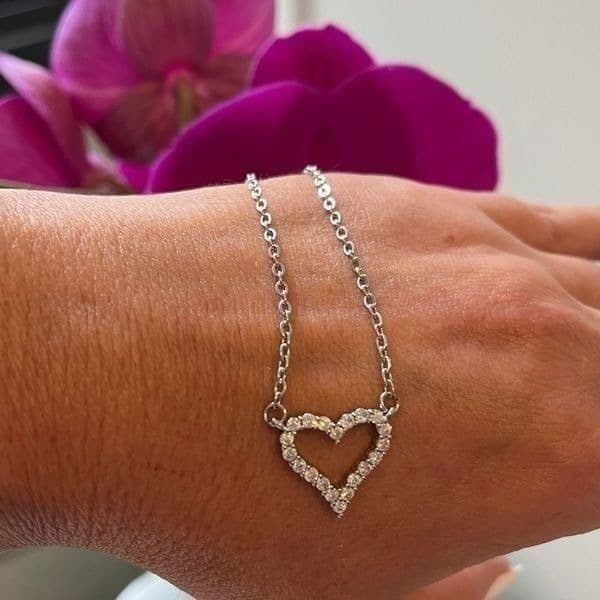 The Darling Heart Mini White sapphire heart and 925 necklace - Image 1